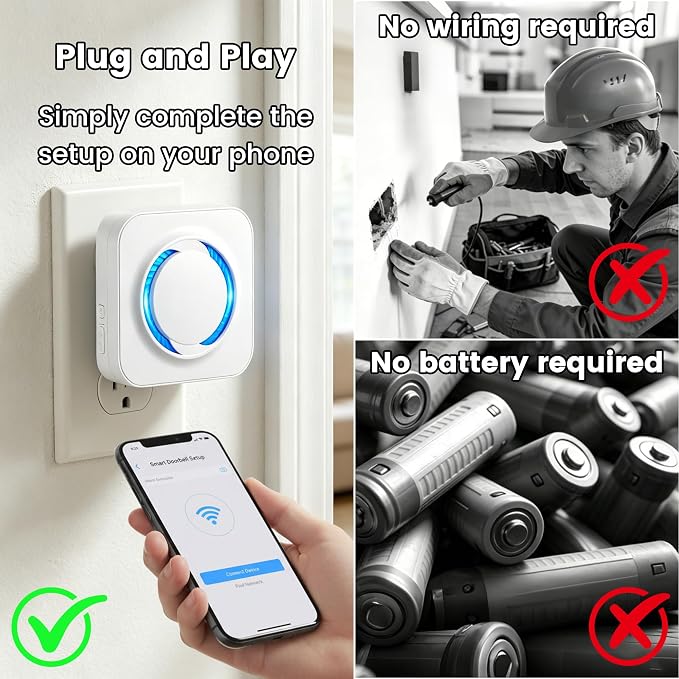 WiFi Wireless Doorbell Chime for Google Nest Ring Blink – No Wiring Needed - Image 3