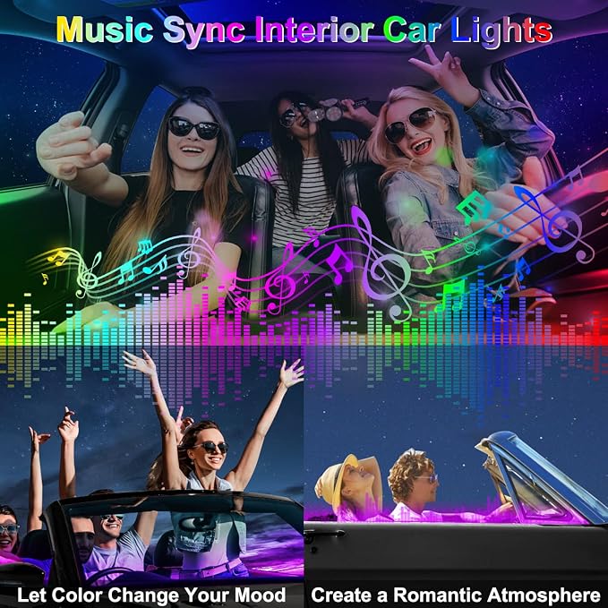 Dreamcolor Acrylic Interior Car LED Strip Lights, 6 in 1 Ambient Lighting Kit - Image 4