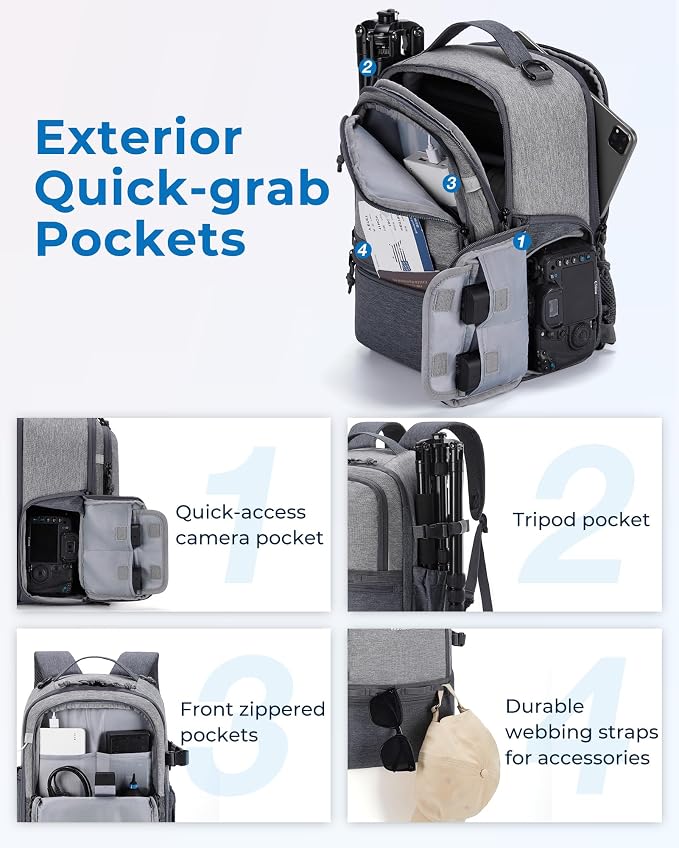BAGSMART Camera Backpack, DSLR SLR Small Camera Bags - Image 5