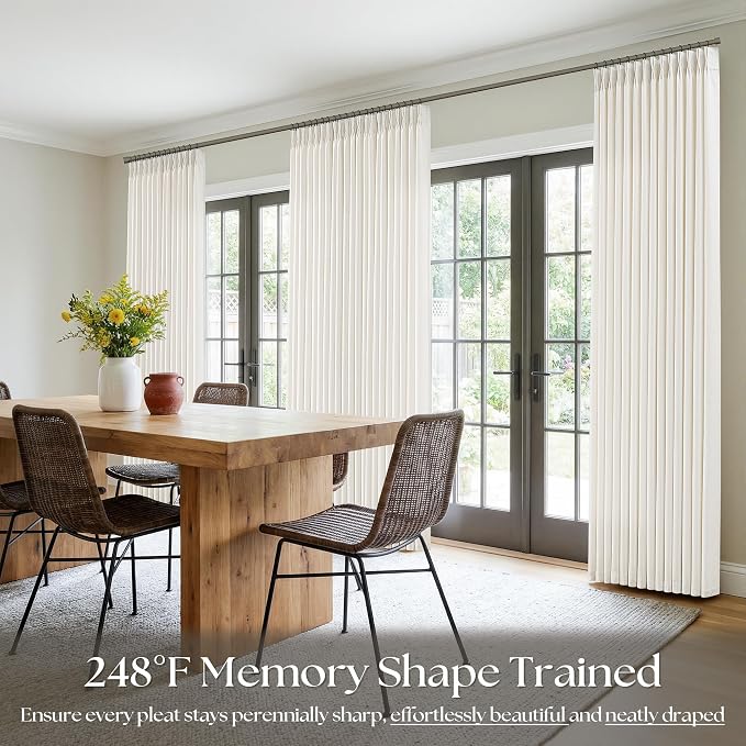 Extra Long 120 Inch Cream Pinch Pleated Curtains - Image 6