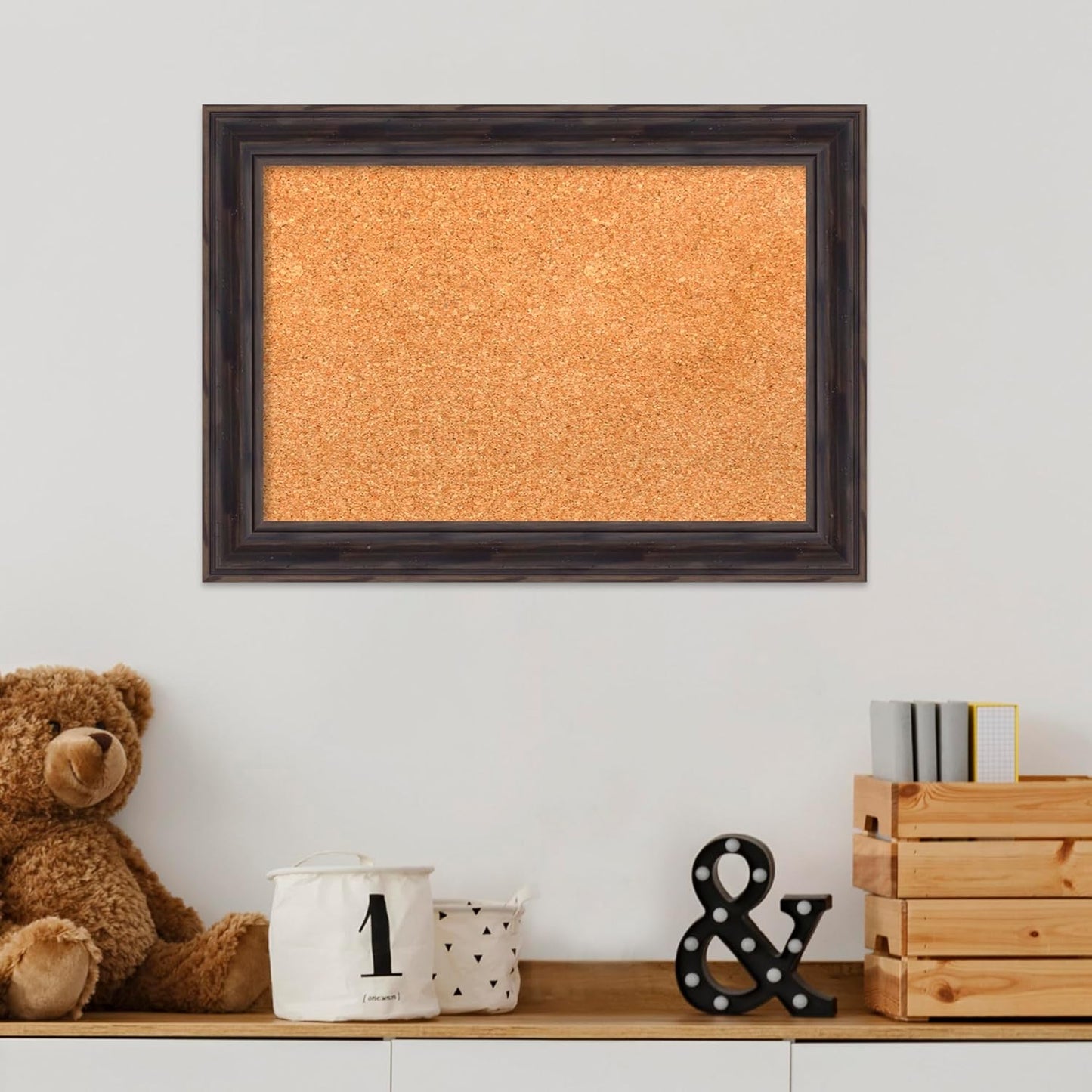Amanti Art Natural Cork Board for Wall, 15x21 Vision Board with Brown Wood Frame, Small Corkboard Office Decor for Home Organization, Country Rustic Corkboard Pinboard to Display Items for Home