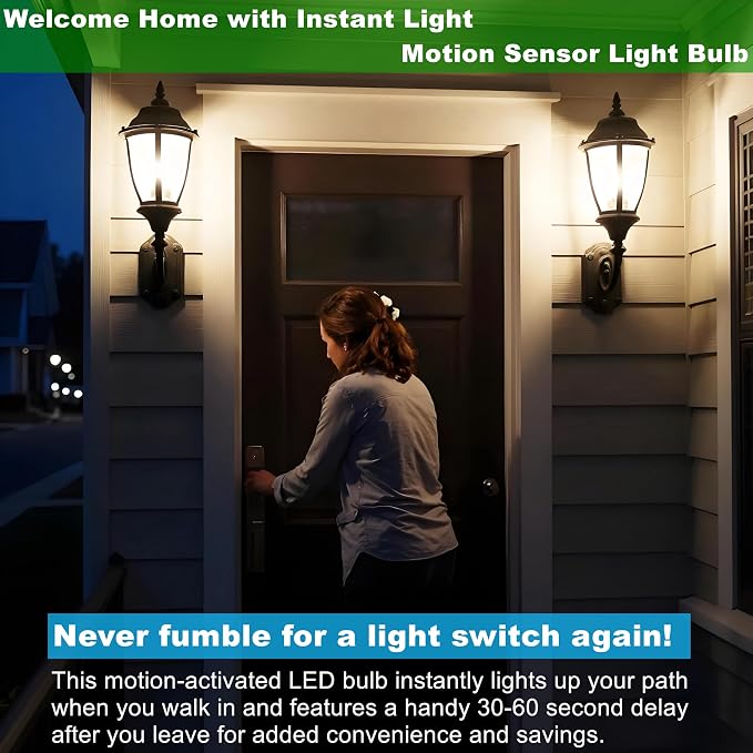 GEPLAD 4-Pack Upgrade Motion Sensor LED Light Bulbs 12W, A19 E26 Dusk to Dawn - Image 4