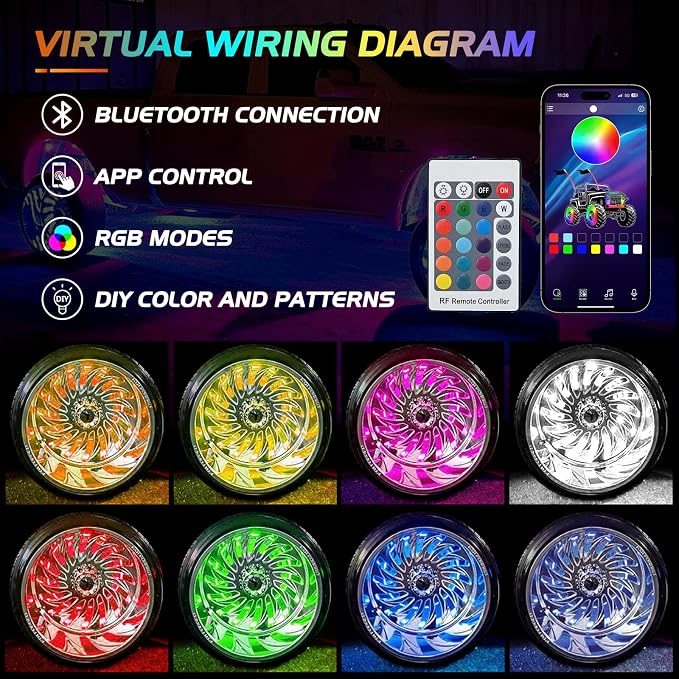 Nilight 4PCS 15.5inch LED Wheel Ring Lights RGB - Image 3