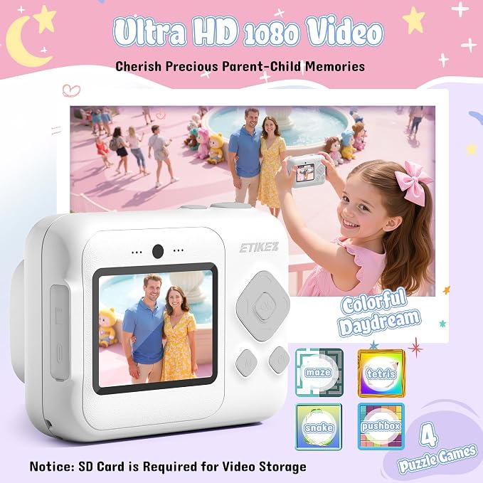 Kids Camera, 1080P Instant Digital Print Camera - Image 4