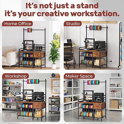 3D Printer Stand with Filament Storage – Tall 66" Heavy Duty Metal 3D Printer - Image 3