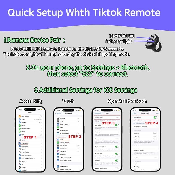NOVZIX TikTok Scrolling Ring Microphone Remote Control, Fingertip Wireless - Image 2
