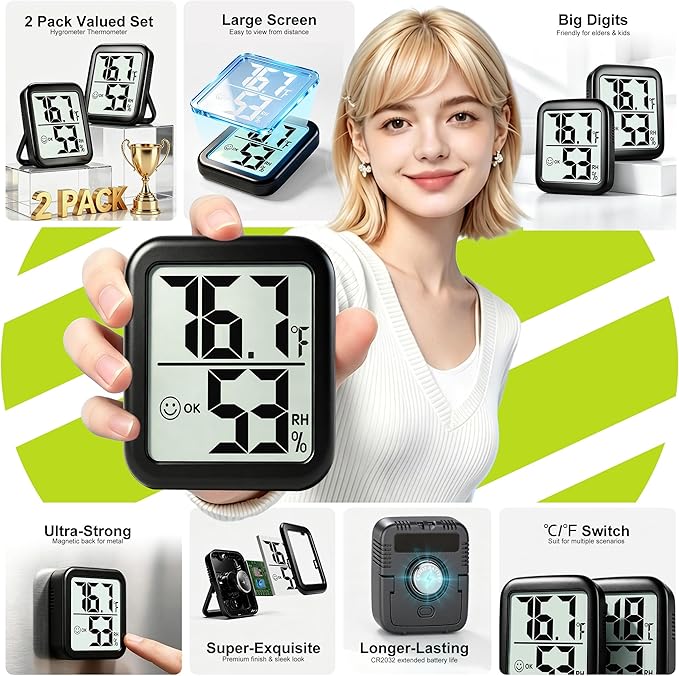 Antonki 2 Pack Room Thermometer - Image 2