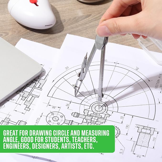 EBOOT Student Geometry Math Set, Drawing Compass and 6 Inch Swing Arm - Image 5