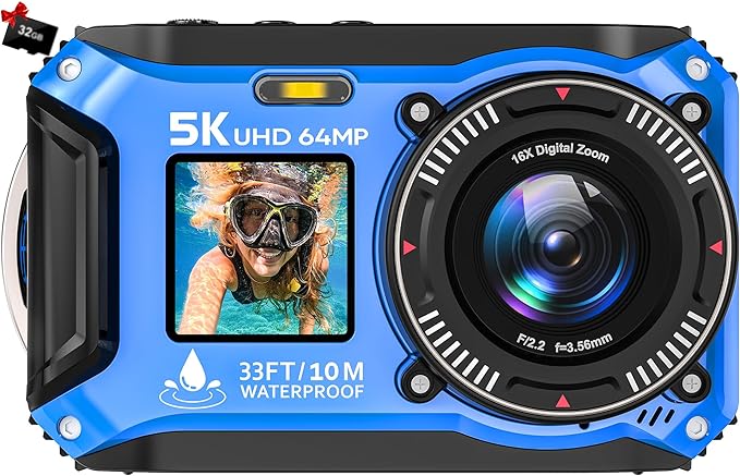 5K Underwater Camera 33FT Waterproof Camera by Sisusy