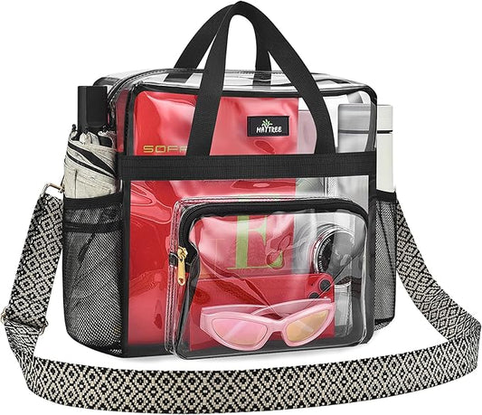 MAY TREE Clear Bag for Stadium Events, 12×6×12 Clear Tote Bag by MAYTREE