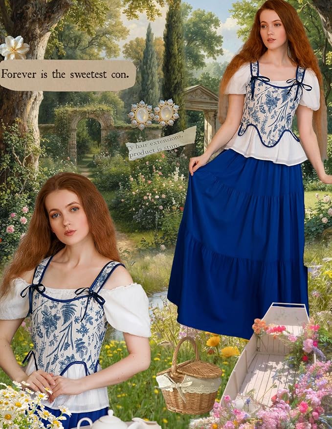 SCARLET DARKNESS Bustier Tops for Women Renaissance Floral Lace Up Bodyshaper - Image 4
