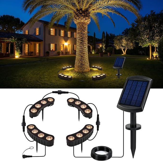 Solar Tree Lights Outdoor, Ring Solar Uplights by GLOSOLA