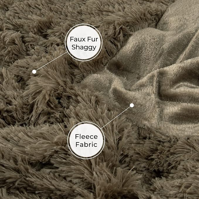 Tuddrom Decorative Extra Soft Faux Fur Blanket Queen Size 80" x 90", Solid - Image 5