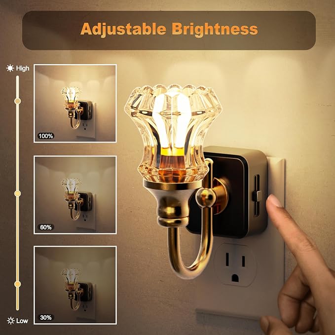 JandCase Night Light, Dimmable Floral Glass LED Nightlight, 0-100 LM Flower - Image 3