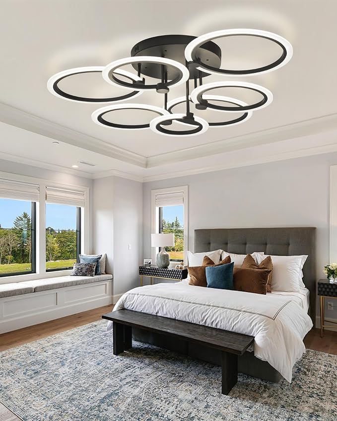 Modern LED Ceiling Light 7 Rings Dimmable Fixtures - Image 2