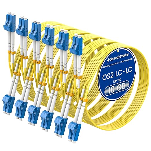 6-Pack 0.2m OS2 LC to LC Fiber Patch Cable, 1G/10Gb 9/125um Single Mode Duplex by SpeedyCables