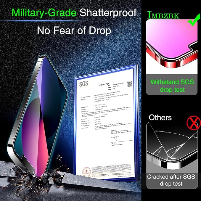 IMBZBK 3 Pack Screen Protector for iPhone 13 Tempered Glass - Image 3