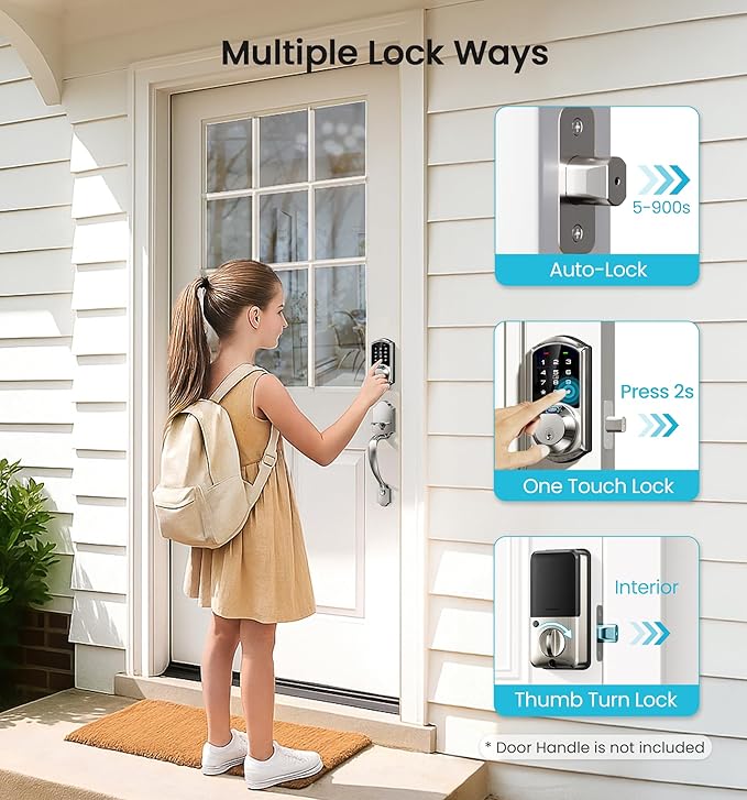 Veise VE07 Fingerprint Smart Door Lock, 7-in-1 Keyless Entry Deadbolt - Image 6