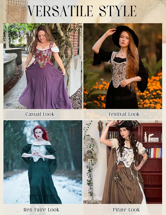 SCARLET DARKNESS Bustier Tops for Women Renaissance Floral Lace Up Bodyshaper - Image 5