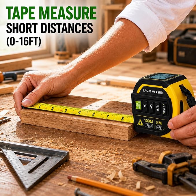 4-in-1 Digital Green Laser Tape Measure, 16FT Tape, 328FT Distance Meter | 33FT - Image 3