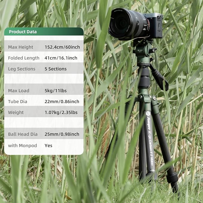 Fotopro 59" Carbon Fiber Travel Tripod - Image 6