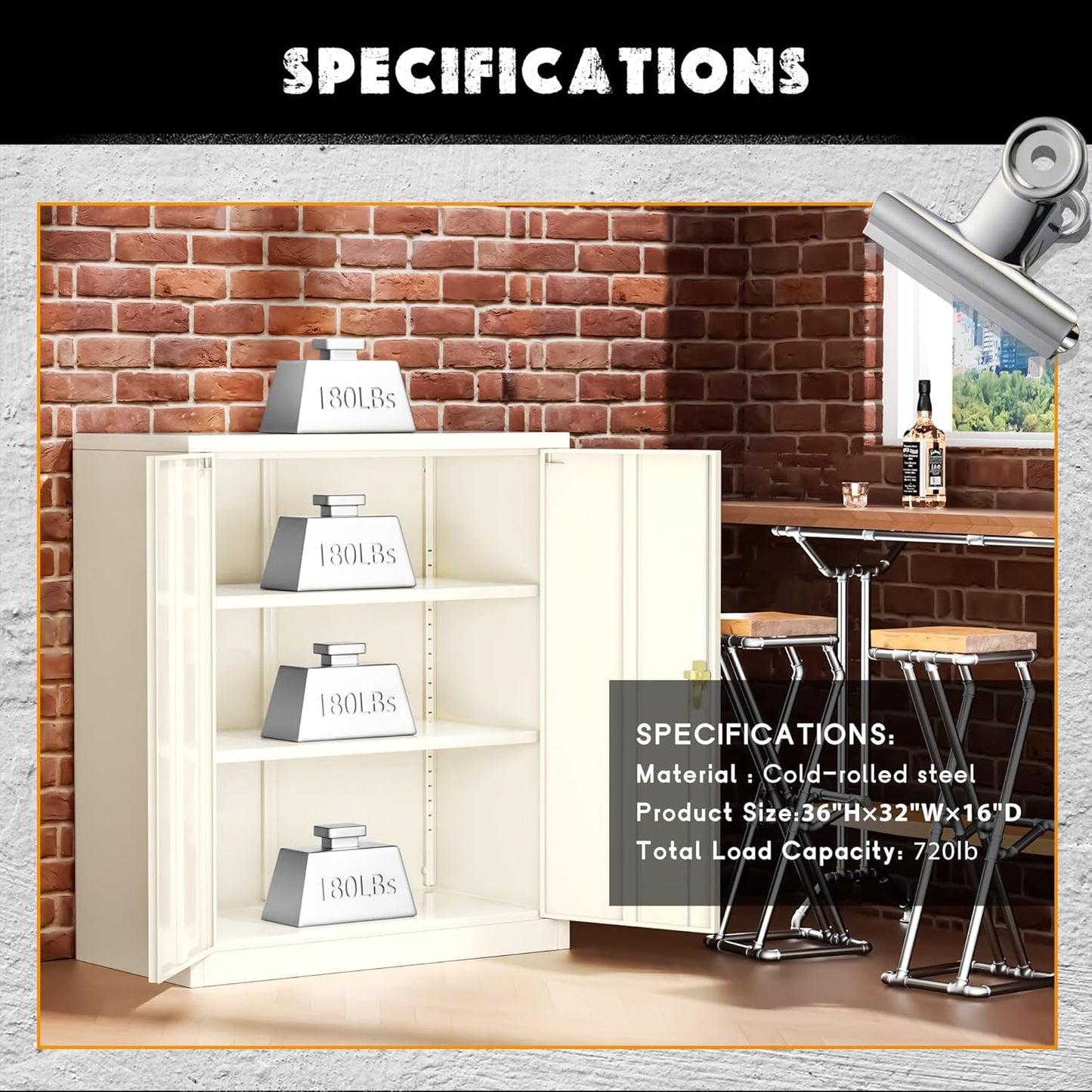 Greenvelly Metal Garage Storage Cabinet, Lockable Metal Cabinets with 2 Doors and Shelves,36”Steel Storage Locking Counter Cabinet for Office,Garage,Kitchen,Home,School(Grey)