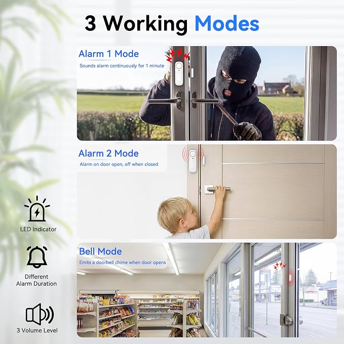 TECKNET Door Alarms When Opened, 2.4G WiFi Smart Door Sensor Alarm & Chime - Image 3