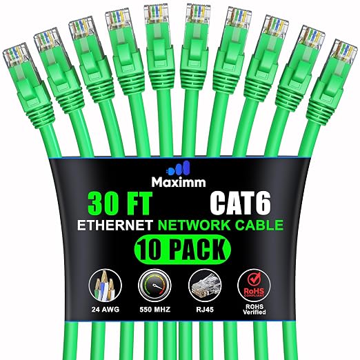 Maximm Cat 6 Ethernet Cable 30 ft by MaximmCable