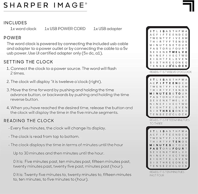 Sharper Image LED Word Digital Clock, Copper Finish, Light-Up Desk & Wall Clock - Image 7