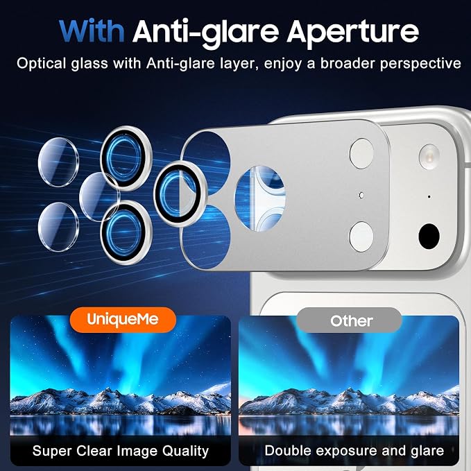 UniqueMe for 3 Pack iPhone 17 Pro Camera Lens Protector - Image 4