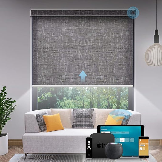 SmartWings 70% Light Filtering Motorized Roller Shades Work by SmartWings