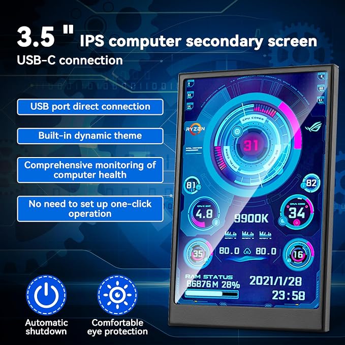3.5 Inch IPS USB Mini Screen No Installation AIDA64 Pc Case Screen Computer - Image 2