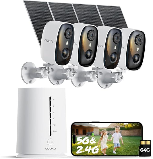 COOAU 4MP Security Cameras Wireless Outdoor​​, Faster Charging Solar Powered by COOAU