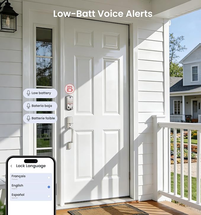 Veise VE017-D Smart Fingerprint Front Door Lock Set, App Control, 8-in-1 - Image 15