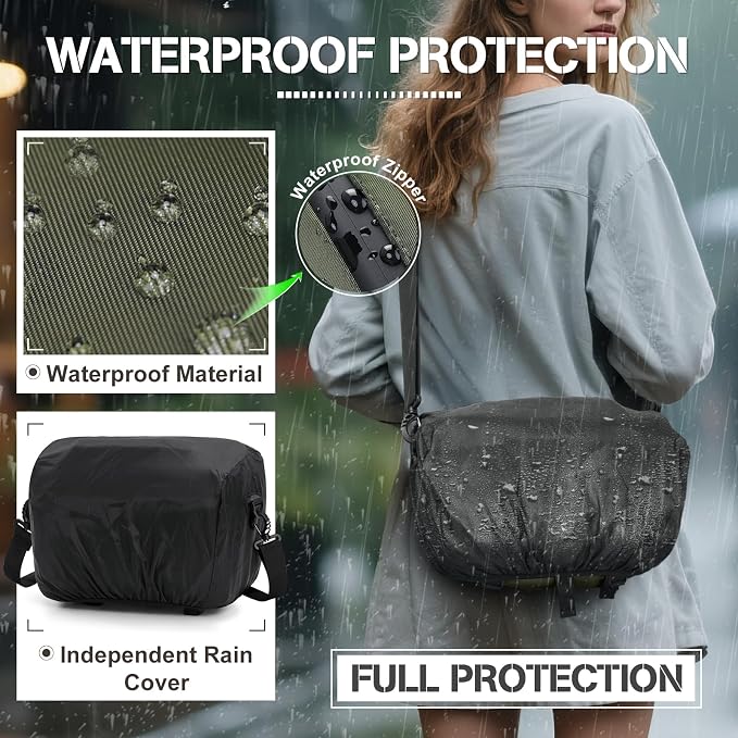 RAINSMORE Camera Bag, DSLR/SLR/Mirrorless Small Camera Sling Bag Waterproof - Image 5