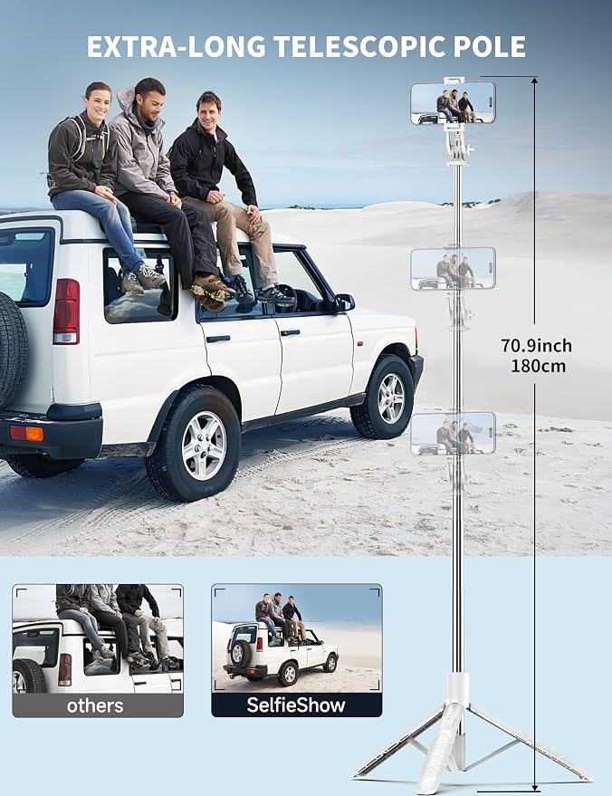 71" Cell Phone Selfie Stick Tripod, Smartphone Tripod Stand - Image 2