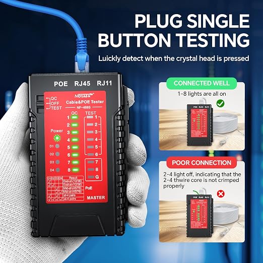 NOYAFA NF-468S Network Cable Tester, RJ12 RJ11 RJ45 Ethernet Cable Tester - Image 3