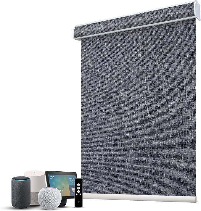 SmartWings Motorized 100% Blackout Shades Blinds, Custom Size, Cordless Window by SmartWings