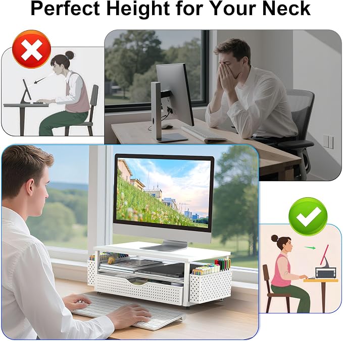 Spacrea Desk Organizer and Accessories, Computer Monitor Stand Riser - Image 3