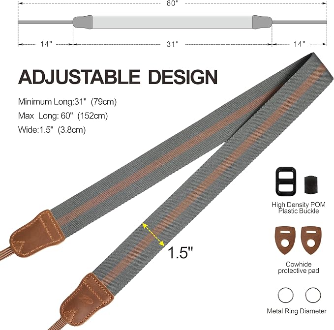 Padwa Lifestyle Green Brown Stripes Camera Strap - Image 7