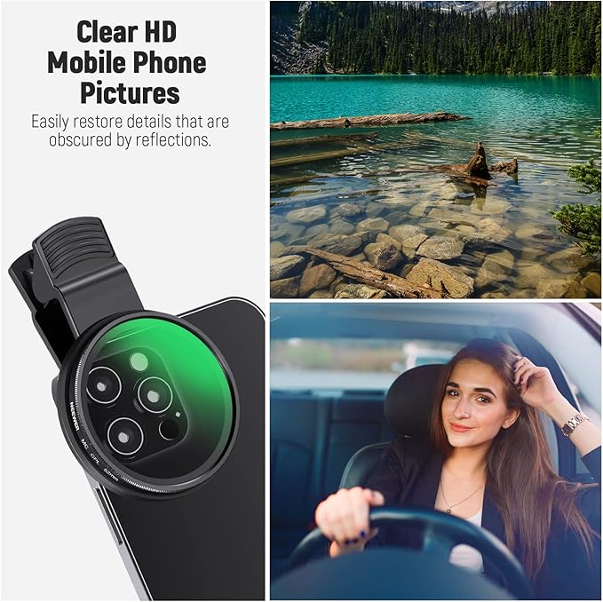 NEEWER 52mm CPL Filter for Phone, Clip On Circular Polarizing Lens Filter - Image 6