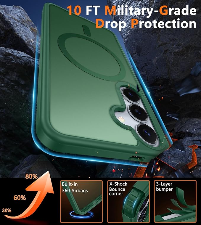 FNTCASE for Samsung Galaxy S25 Case: Magnetic Translucent Matte Shockproof Slim - Image 4