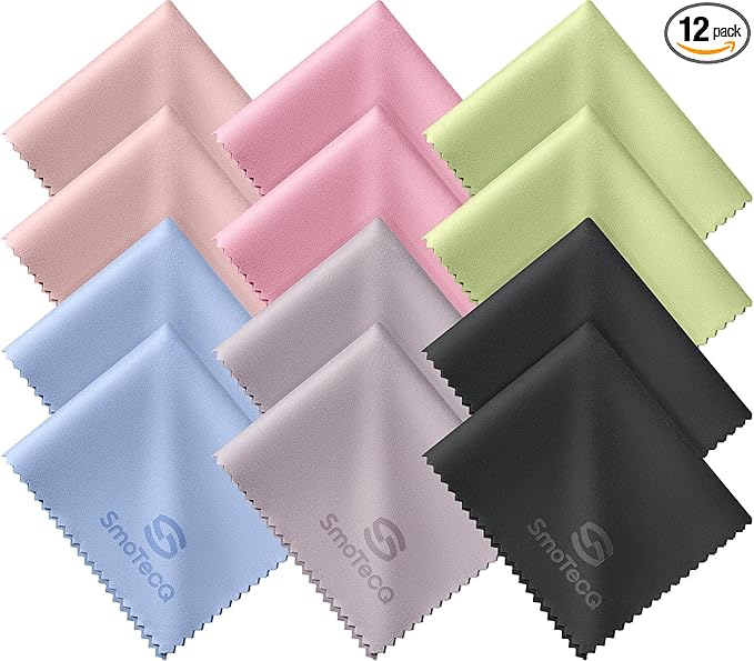 SmoTecQ 12 Pack Microfiber Lens Cleaning Cloths – Ultra-Soft, Scratch-Free by SmoTecQ