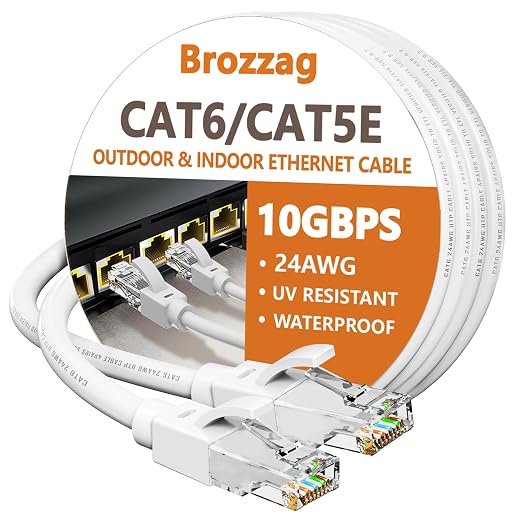 Ethernet Cable 15ft For Cat6/Cat5E, 10Gbps Compatible by Brozzag