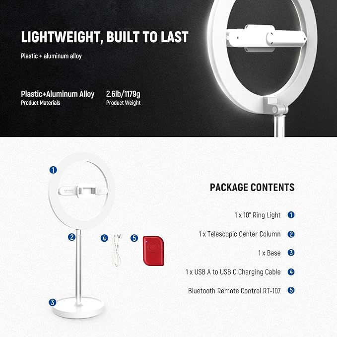 NEEWER Entry Level Version 10" 7W LED Selfie Ring Light - Image 8