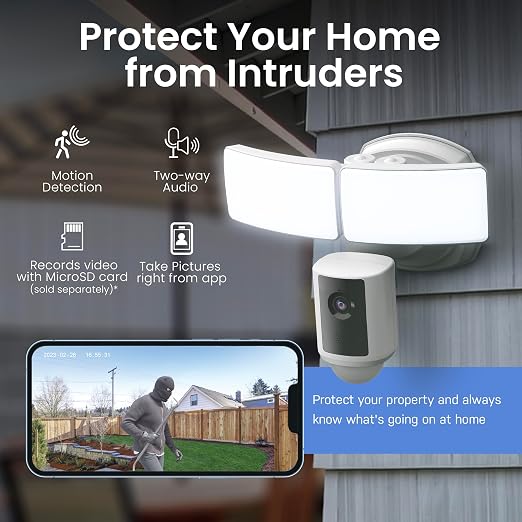 Feit Electric Smart WiFi Floodlight Security Camera, 5000 Lumens, 1080p HD - Image 6
