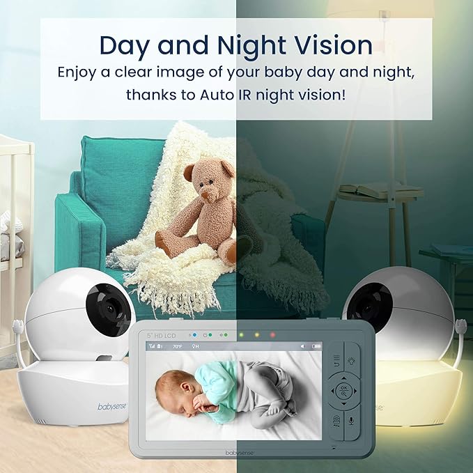 Babysense 5" HD Split-Screen Baby Monitor, Video Baby Monitor - Image 5