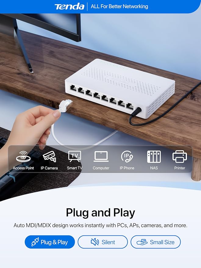 Tenda 8 Port 2.5G Ethernet Switch, Unmanaged Network Switch, 8 x 2.5 Gigabit - Image 4