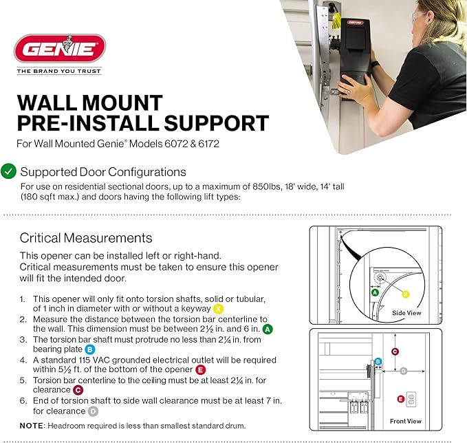 Genie B6172H Wall Mount Smart Garage Door Opener, DC Motor Lifts up to 14ft - Image 3