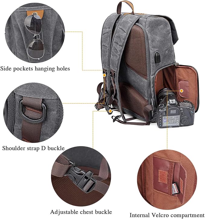 UBAYMAX Camera Backpack, DSLR SLR Waterproof Canvas Camera Bags Rucksack 15.6 - Image 6